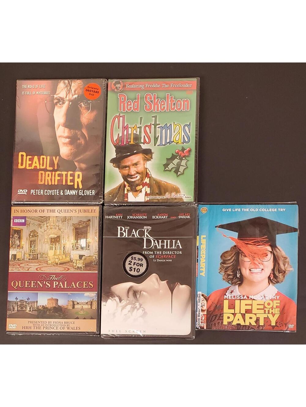 New Sealed DVD Lot: Deadly Drifter, Red Skelton Christmas, The Queen's Palaces+